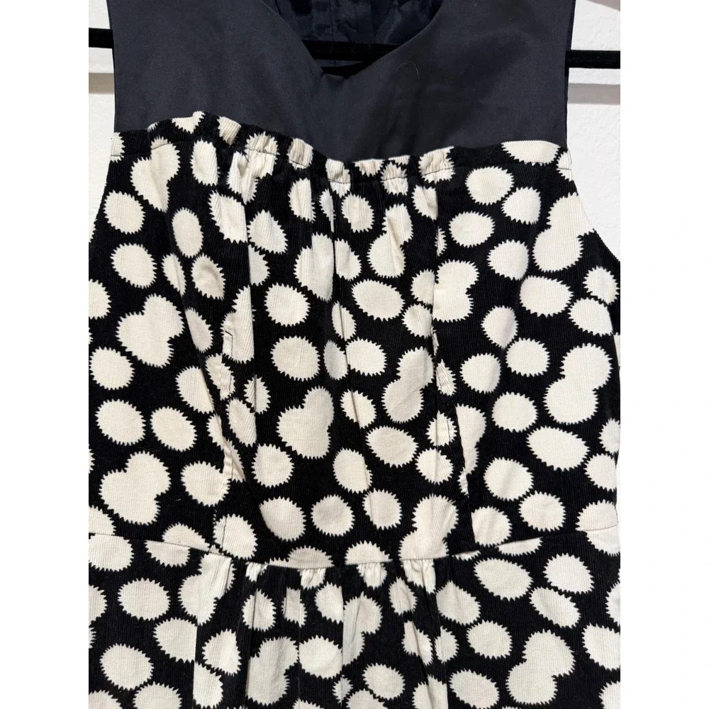 Leifnotes Anthropologie Black White‎ Polka Dot Corduroy Sleeveless Mini Dress 4